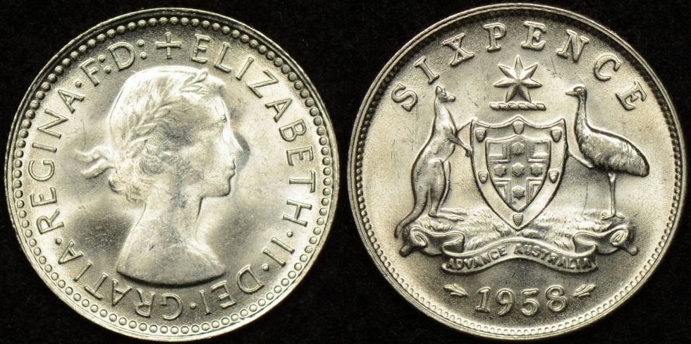 Australia 1958 Sixpence Choice Uncirculated The Purple Penny