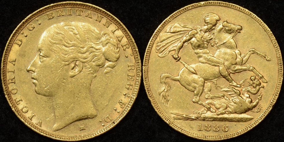 Australia 1886-M Sovereign St. George Reverse Very Fine - The Purple Penny