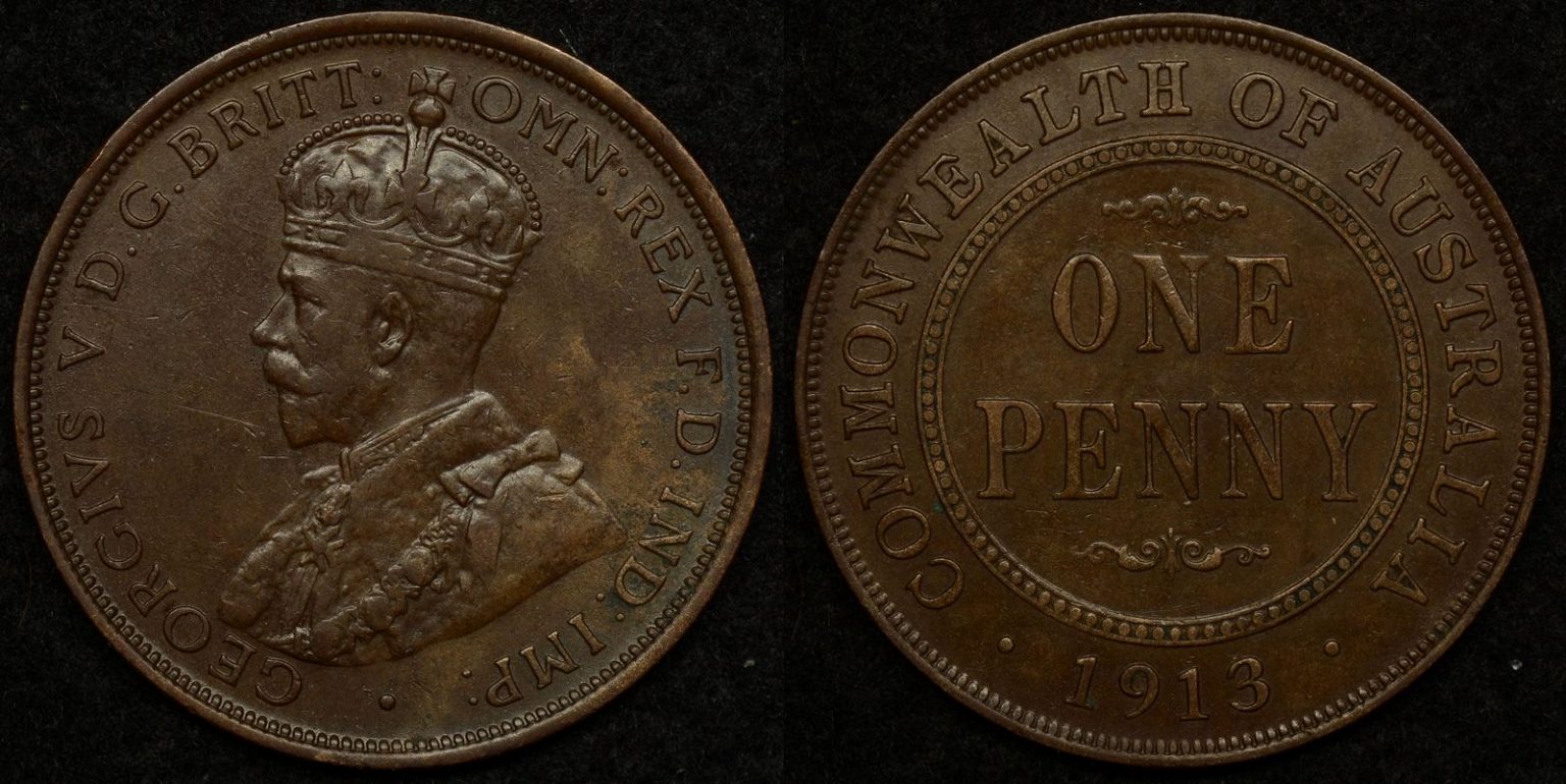 Australia 1913 Penny Very Fine - The Purple Penny