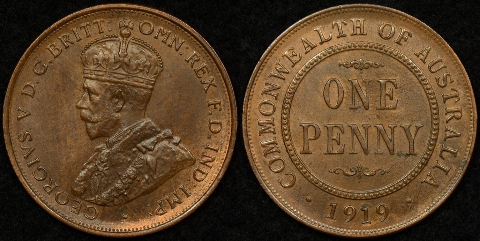 Australia 1919 Penny Dot Below Uncirculated - The Purple Penny