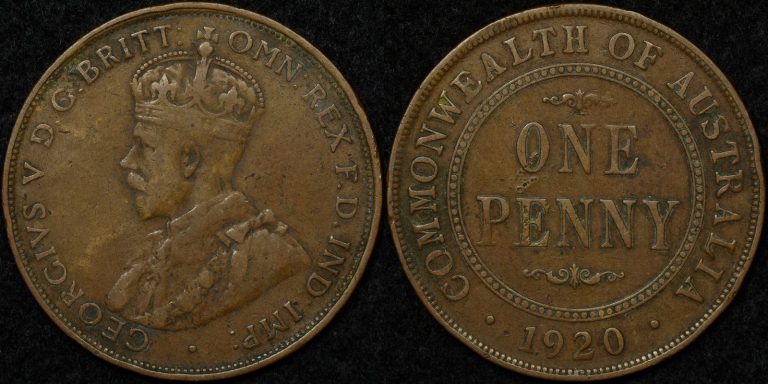 Australia 1920 Penny Dot Below Bottom Scroll London Obverse Fine - The ...