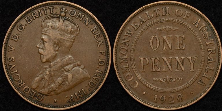 Australia 1920 Dot Below Bottom Scroll Penny Fine - The Purple Penny