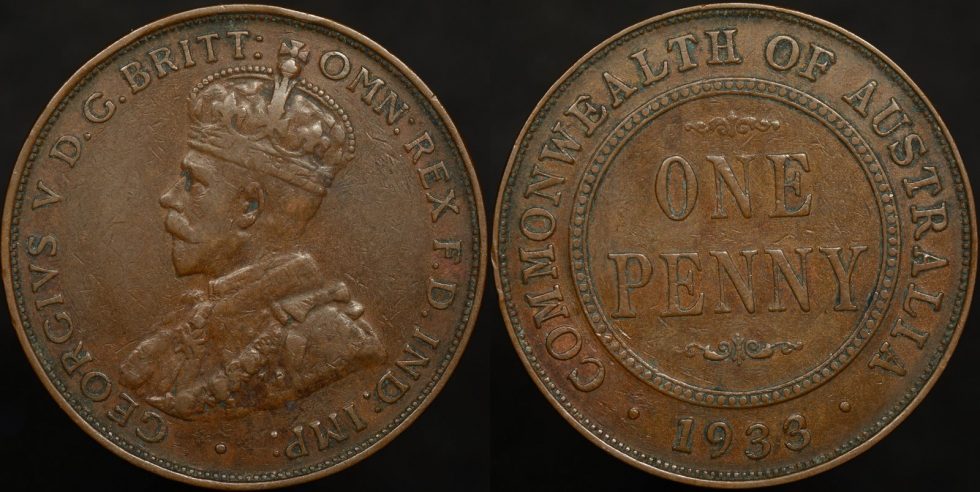 Australia 1933/2 Overdate Penny - The Purple Penny