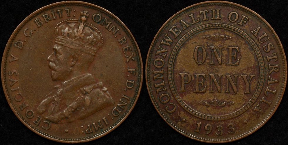 Australia 1933/2 Overdate Penny gF - The Purple Penny