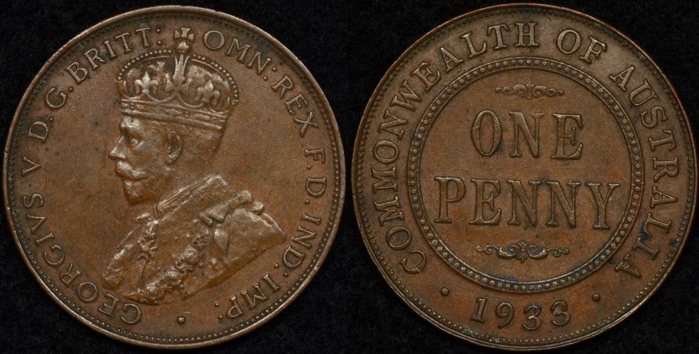 Australia 1933/2 Overdate Penny Variety - The Purple Penny