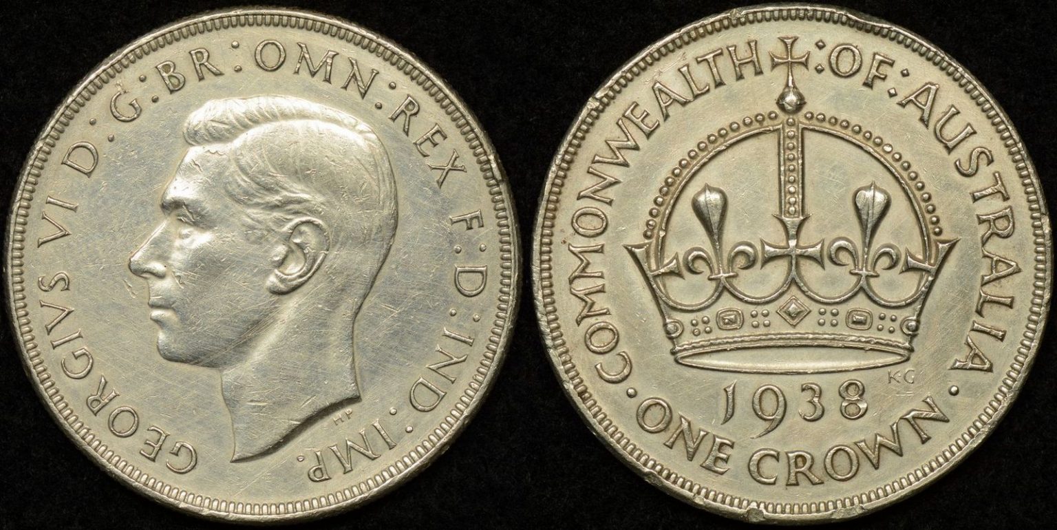 Australia 1938 Crown Very Fine (Polished/Rim Dings) - The Purple Penny