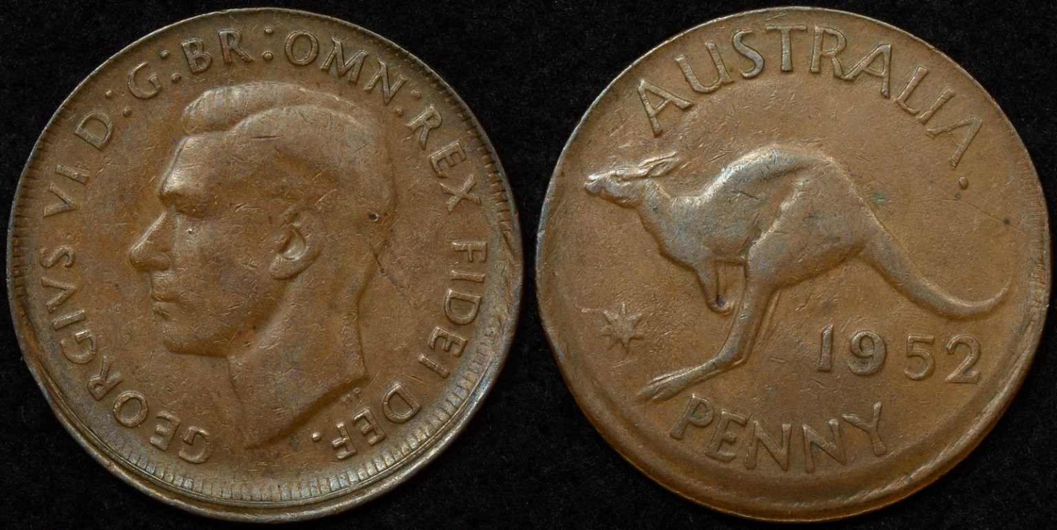 Australia 1952A Penny Broadstrike Error - The Purple Penny