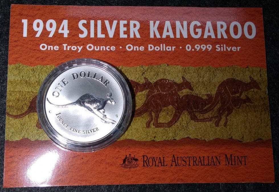 1994 1oz .999 Fine Silver Kangaroo Dollar Proof-Like Frosted ...