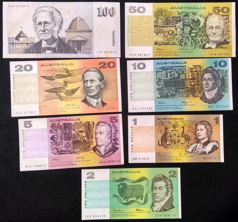 Australia 1981-1992 Circulated Paper Notes $1, $2, $5, $10, $20, $50 ...