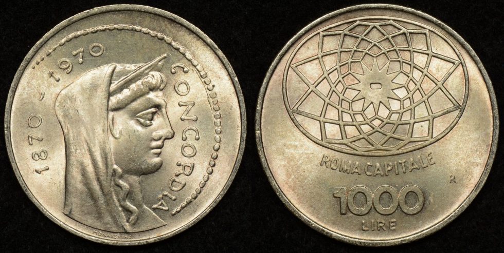 Italy 1970 One Thousand Lire Uncirculated - The Purple Penny