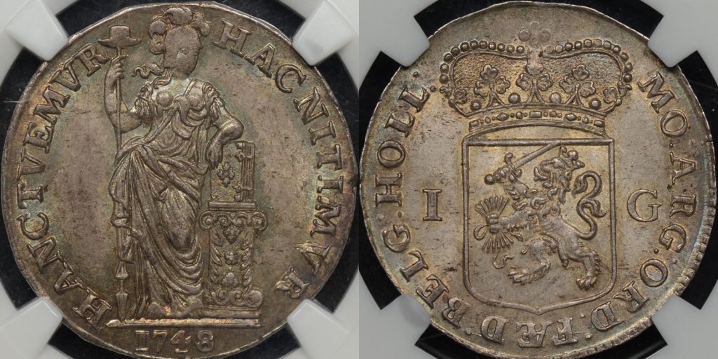 Proclamation coin netherlands holland 1748 gulden guilder NGC MS65 Choice Uncirculated km 73